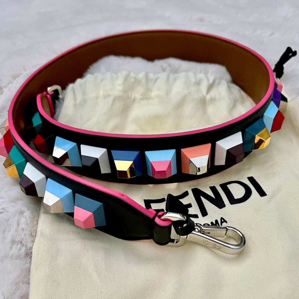 NWT FENDI Calfskin Studded Strap You
Black Multicolor